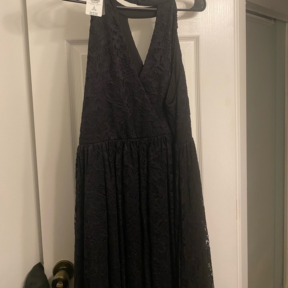Black Lace Halter Skater Dress